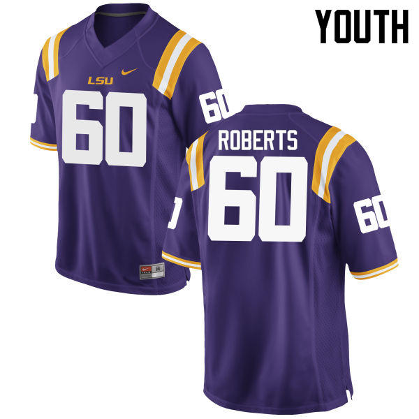 Youth LSU Tigers #60 Marcus Roberts College Football Jerseys Game-Purple - Click Image to Close
